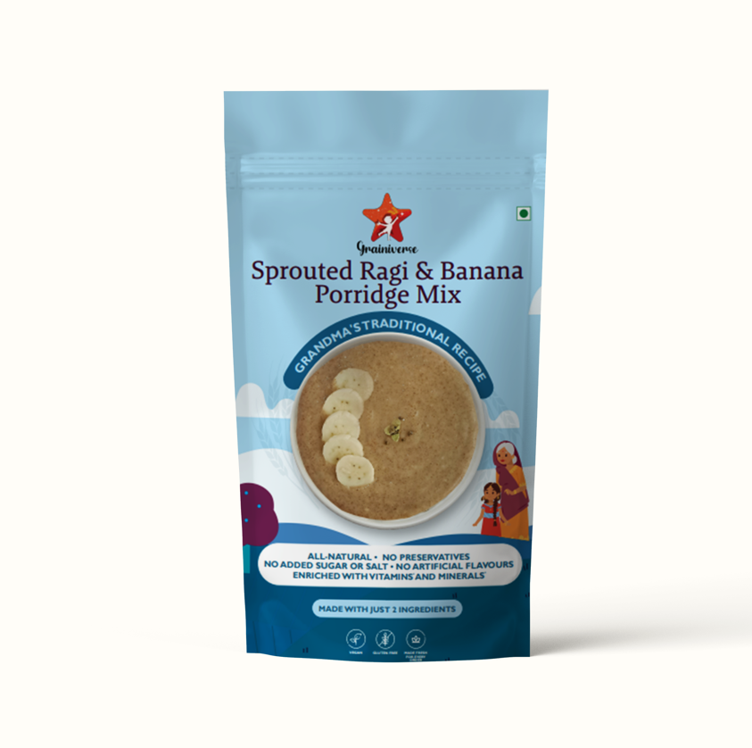 Sprouted Ragi and Banana Porridge Mix